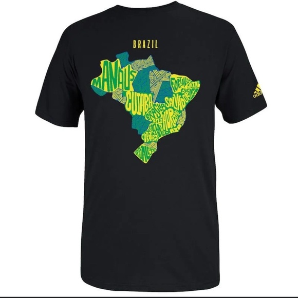 Adidas Brazil Host Cities  World Cup Slim Fit Women’s T-Shirt - Black NWOT - Picture 1 of 6